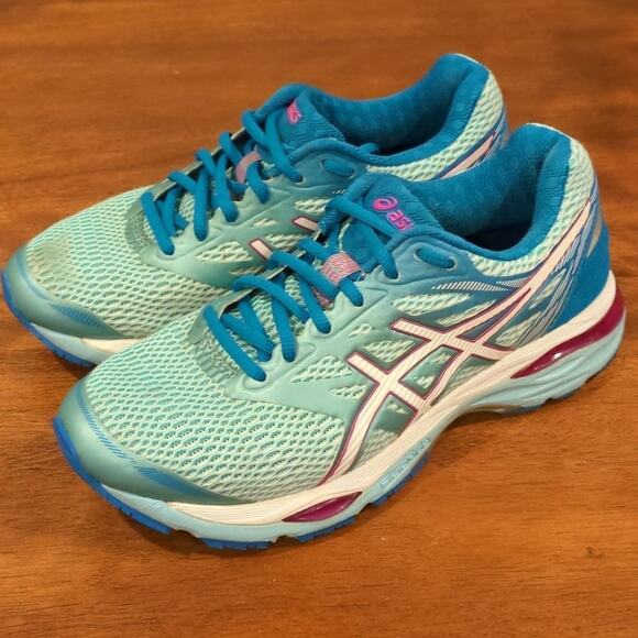 Asics GEL-Cumulus 18 Aqua Splash/White/Pink Glow Women size 7 - Picture 1 of 7
